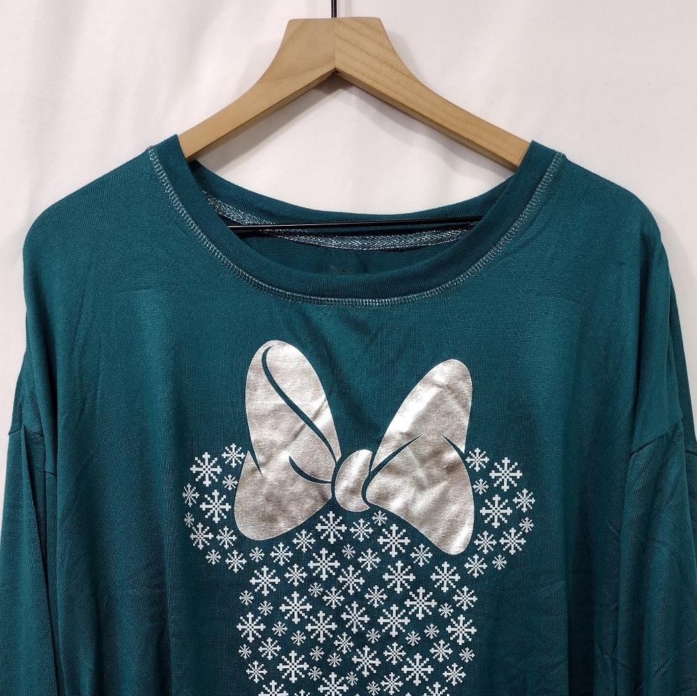 NWT Disney Minnie Mouse Lounge Top Women's XL Green Casual Comfy Holiday - Picture 2 of 9